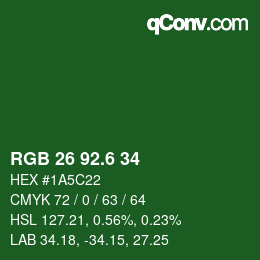 カラーコード: RGB 26 92.6 34 | qconv.com