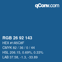 カラーコード: RGB 26 92 143 | qconv.com