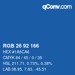 カラーコード: RGB 26 92 166 | qconv.com