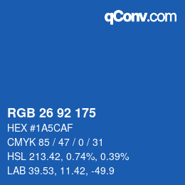 カラーコード: RGB 26 92 175 | qconv.com