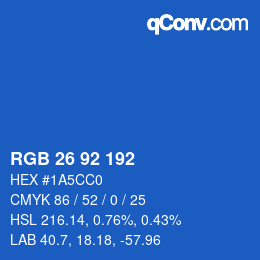 カラーコード: RGB 26 92 192 | qconv.com