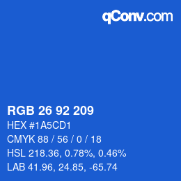 颜色代码: RGB 26 92 209 | qconv.com