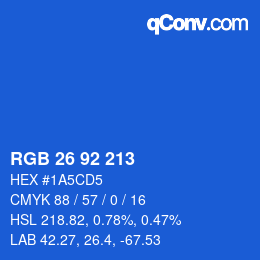 颜色代码: RGB 26 92 213 | qconv.com