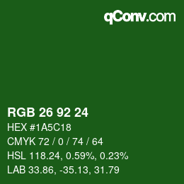 Color code: RGB 26 92 24 | qconv.com
