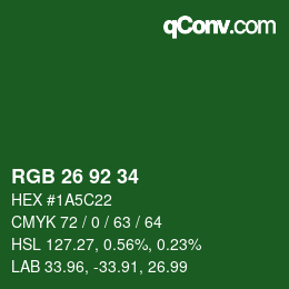 カラーコード: RGB 26 92 34 | qconv.com