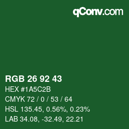 カラーコード: RGB 26 92 43 | qconv.com