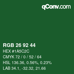 颜色代码: RGB 26 92 44 | qconv.com