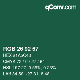 カラーコード: RGB 26 92 67 | qconv.com