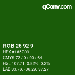 カラーコード: RGB 26 92 9 | qconv.com