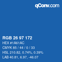 Farbcode: RGB 26 97 172 | qconv.com