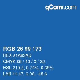 颜色代码: RGB 26 99 173 | qconv.com
