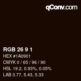 カラーコード: RGB 26 9 1 | qconv.com