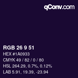 Color code: RGB 26 9 51 | qconv.com