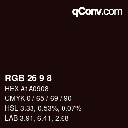 Color code: RGB 26 9 8 | qconv.com