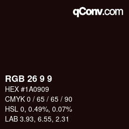 Color code: RGB 26 9 9 | qconv.com