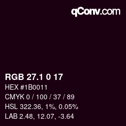 カラーコード: RGB 27.1 0 17 | qconv.com