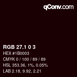カラーコード: RGB 27.1 0 3 | qconv.com