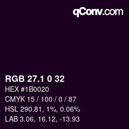 カラーコード: RGB 27.1 0 32 | qconv.com