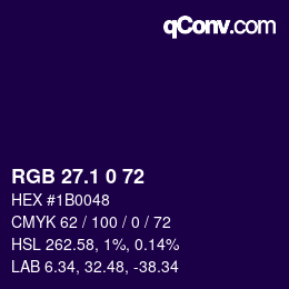 カラーコード: RGB 27.1 0 72 | qconv.com