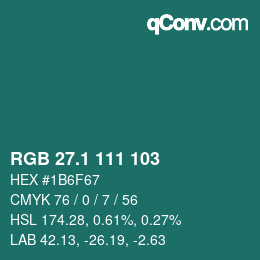 Color code: RGB 27.1 111 103 | qconv.com