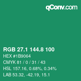 カラーコード: RGB 27.1 144.8 100 | qconv.com
