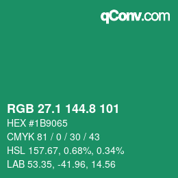 カラーコード: RGB 27.1 144.8 101 | qconv.com