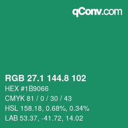 カラーコード: RGB 27.1 144.8 102 | qconv.com