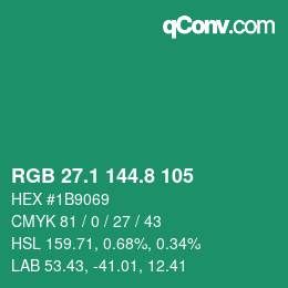 カラーコード: RGB 27.1 144.8 105 | qconv.com