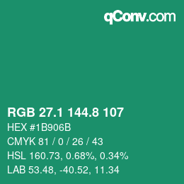 カラーコード: RGB 27.1 144.8 107 | qconv.com