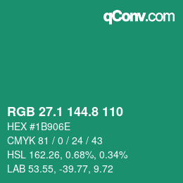 カラーコード: RGB 27.1 144.8 110 | qconv.com