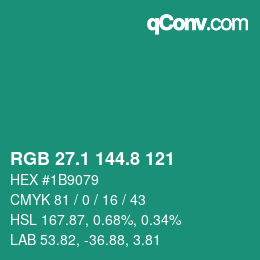 Color code: RGB 27.1 144.8 121 | qconv.com