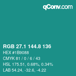 Color code: RGB 27.1 144.8 136 | qconv.com