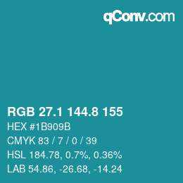 Color code: RGB 27.1 144.8 155 | qconv.com
