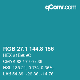 Farbcode: RGB 27.1 144.8 156 | qconv.com