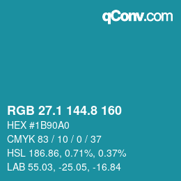 Código de color: RGB 27.1 144.8 160 | qconv.com