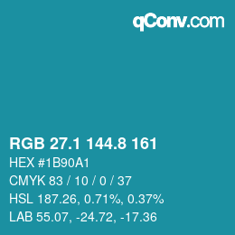 Color code: RGB 27.1 144.8 161 | qconv.com