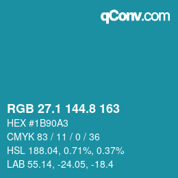 カラーコード: RGB 27.1 144.8 163 | qconv.com