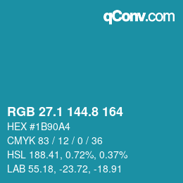 Color code: RGB 27.1 144.8 164 | qconv.com