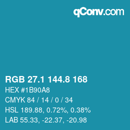 カラーコード: RGB 27.1 144.8 168 | qconv.com