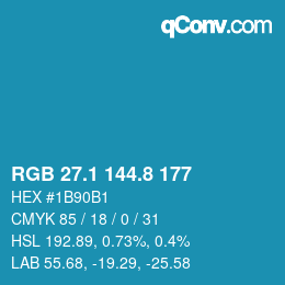 カラーコード: RGB 27.1 144.8 177 | qconv.com