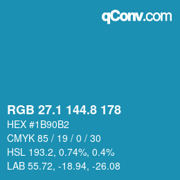 Color code: RGB 27.1 144.8 178 | qconv.com