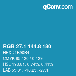 Farbcode: RGB 27.1 144.8 180 | qconv.com