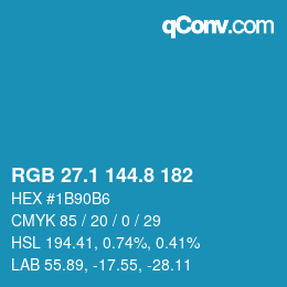 カラーコード: RGB 27.1 144.8 182 | qconv.com