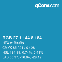 Farbcode: RGB 27.1 144.8 184 | qconv.com