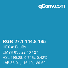 カラーコード: RGB 27.1 144.8 185 | qconv.com