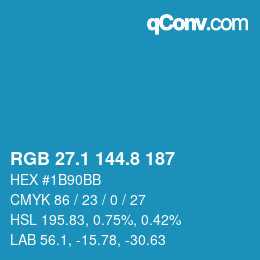 カラーコード: RGB 27.1 144.8 187 | qconv.com