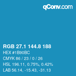 Color code: RGB 27.1 144.8 188 | qconv.com