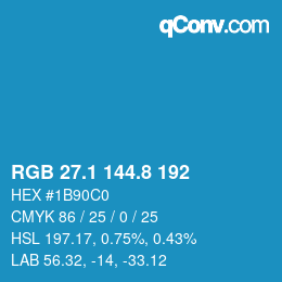 カラーコード: RGB 27.1 144.8 192 | qconv.com