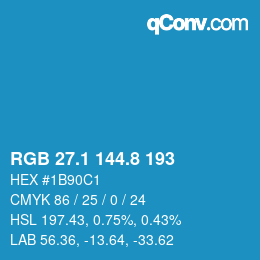 Color code: RGB 27.1 144.8 193 | qconv.com