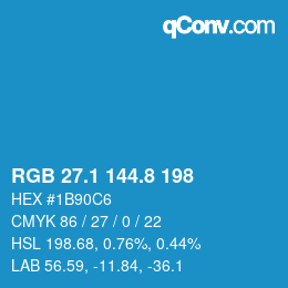 Farbcode: RGB 27.1 144.8 198 | qconv.com